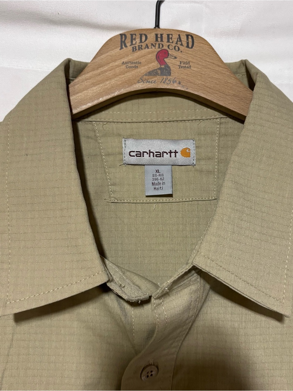 Carhartt Ripstop Utility Work Shirt Khaki Short Sleeve Men's XL - Picture 3 of 6